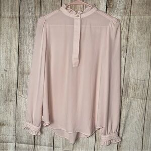 LOFT Light Pink Ruffle Blouse